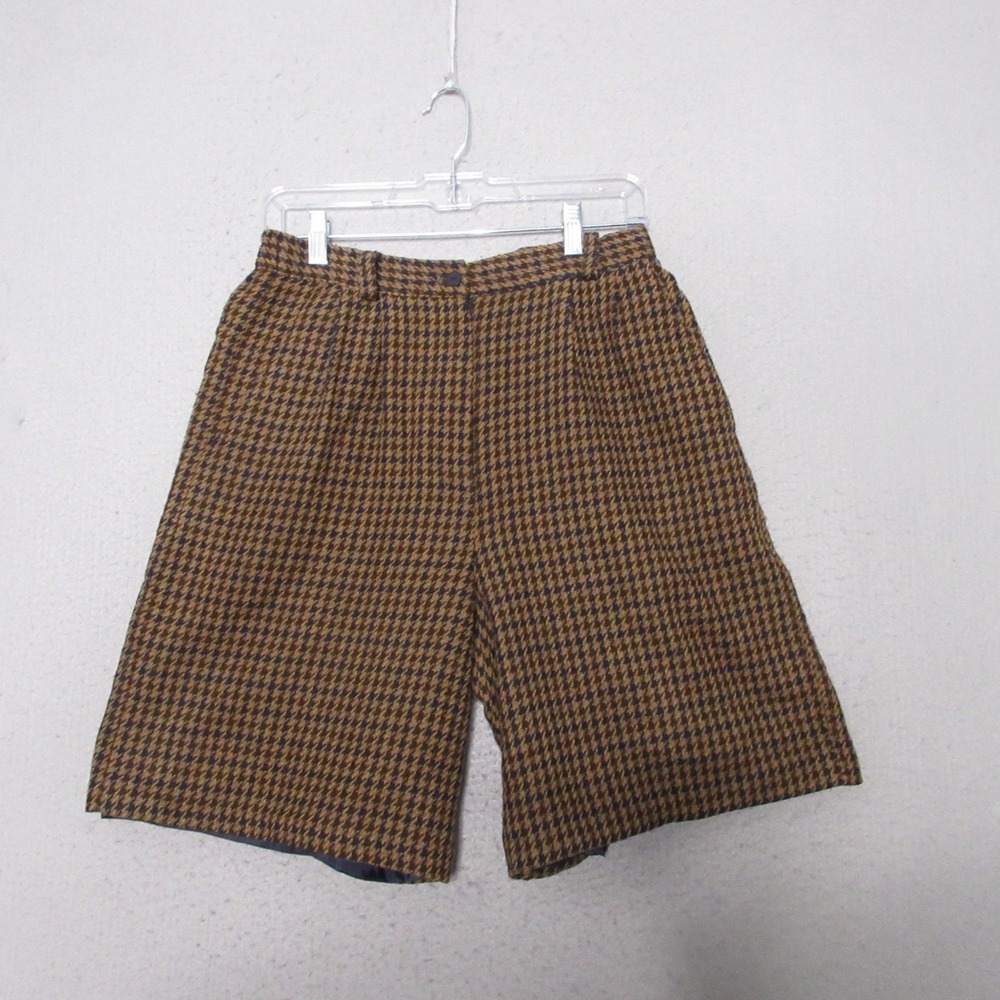 Vintage Casual Corner Bermuda Shorts Plaid Wool Blend Pleated Preppy Parisian